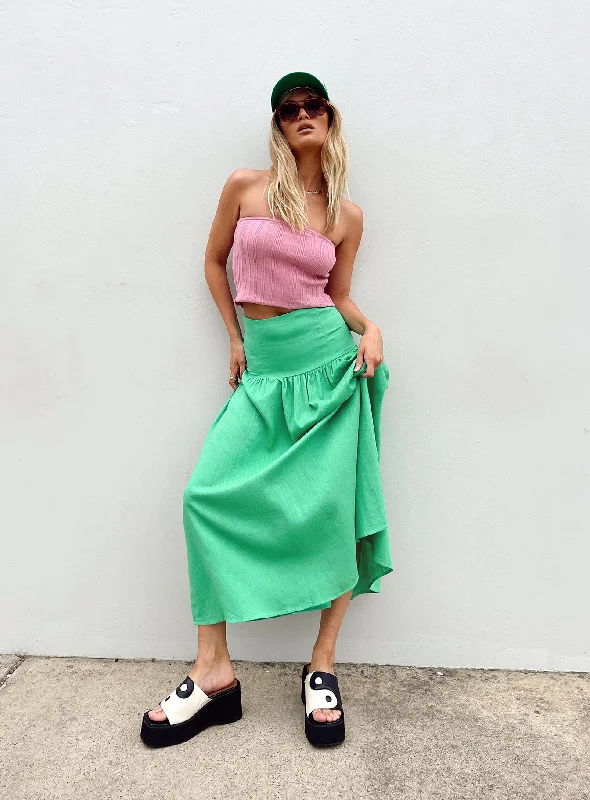 Trendy Casual Outfits Carol Maxi Skirt Green