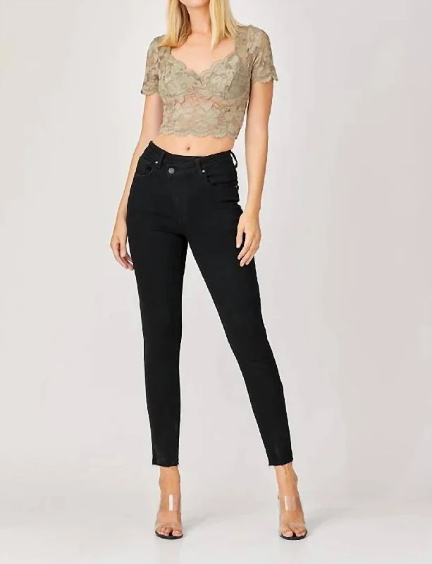 Best Online Women's Boutiques High Rise Crossover Skinny Jeans In Black