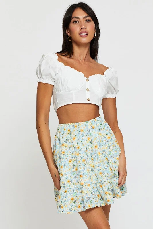 Latest Fashion for Women Print Flare Skirt Mini High Rise