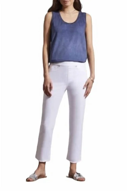 Comfortable Outfit For Women Audrey Pull On Straight Crop Jeans In White