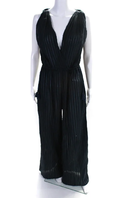 Sale Clothes Online Ulla Johnson Womens Striped Sleeveless Wide Leg Jumpsuit Navy Blue