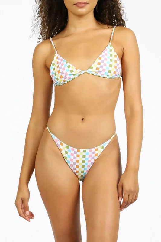 Chic Women's Outfit Hali String Bikini Bottom In Eco Rainbow Check