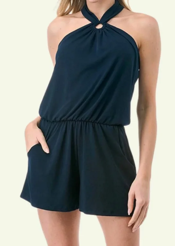 Best Online Boutiques For Women Halter Romper In Navy