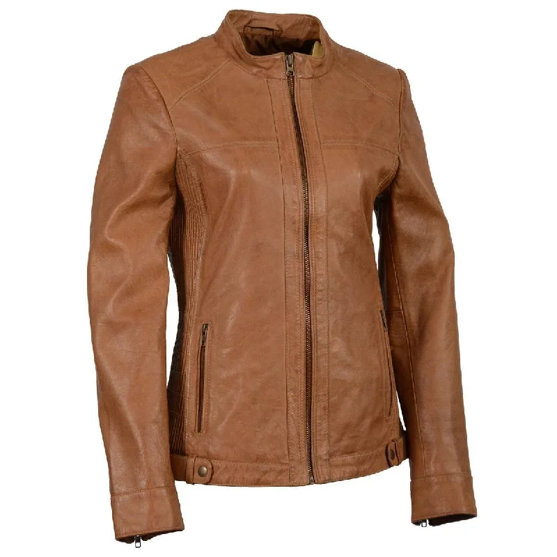 Women's Athletic Outfit Milwaukee Leather SFL2855 Saddle Women's Zip Front Leather Jacket with