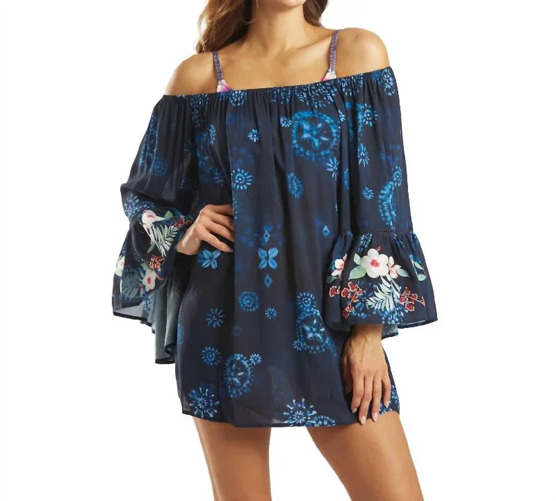 Versatile Women's Fashion Annia Off The Shoulder Cover Up In Multi