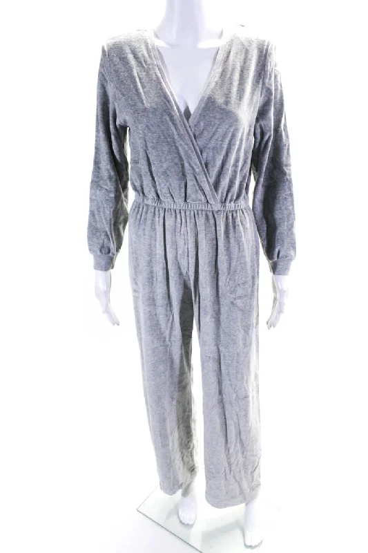 Chic Casual Wardrobe Essentials Suzie Kondi Womens VELOUR V-NECK JUMPSUIT FW20-1 GREY MARLE