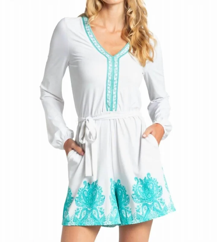 Modern Women's Apparel Embroidered Tie Romper In St Pete