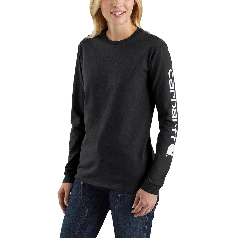 Women's Clothing Stores Carhartt Women's Heavyweight Long Sleeve Logo T-Shirt_Black