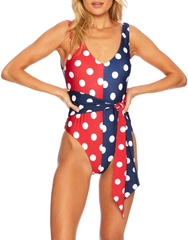 Affordable Luxury Women's Garments Samira One Piece In Patriotic Polka Dot