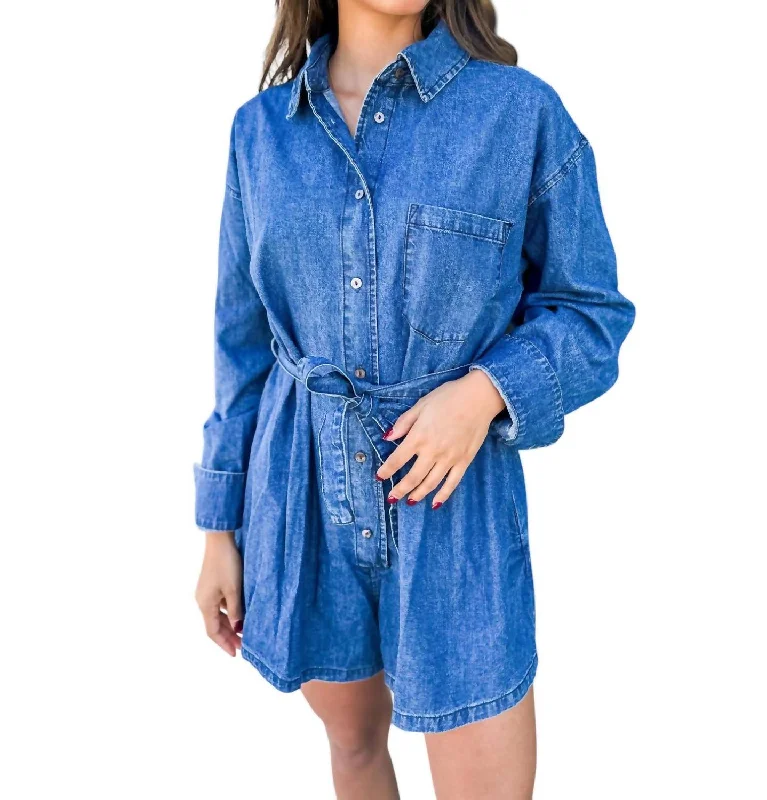 Stylish Women's Garments Austin Romper In Blue