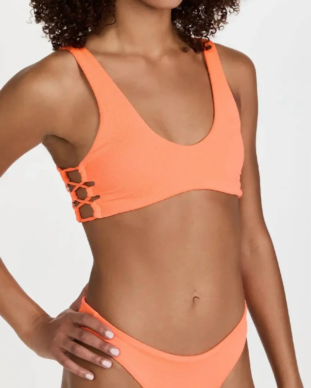 Women's High-Fashion Attire Town Sporty Bralette Bikini Top In Orange Poppy