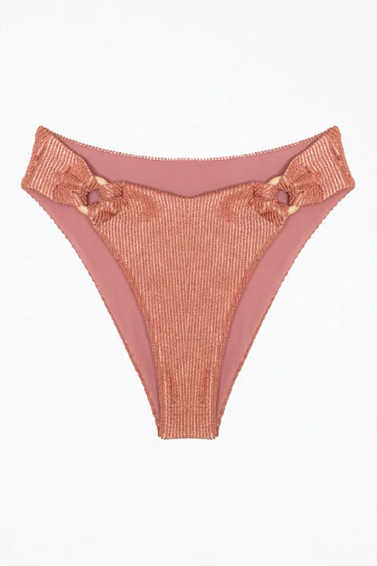 Women's Casual Apparel Rebecca Ribbed O-Ring Bikini Bottom In Blush