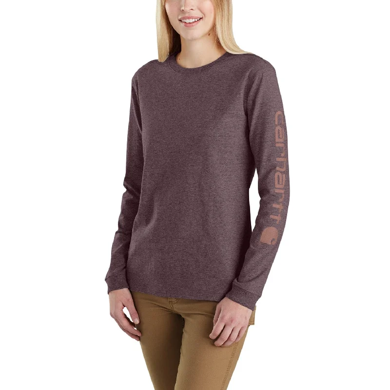 Relaxed Fit Women's Fashion Carhartt Women's Heavyweight Long Sleeve Logo T-Shirt_Blackberry Heather