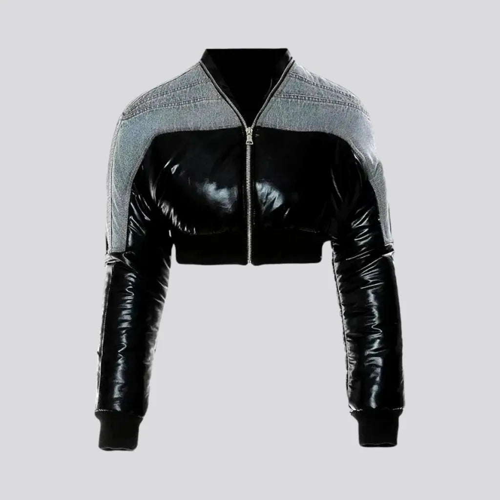 Women's Layered Outfit Crop oversized women's latex puffer jacket