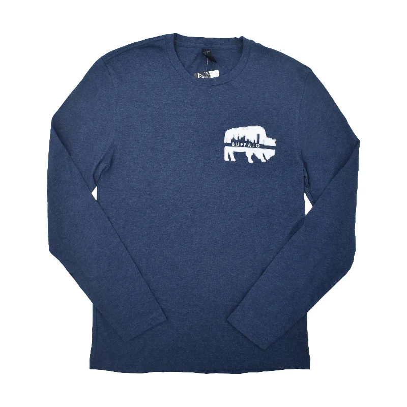 Women's Clothing for Every Occasion Buffalo Skyline Heather Blue Long Sleeve Shirt