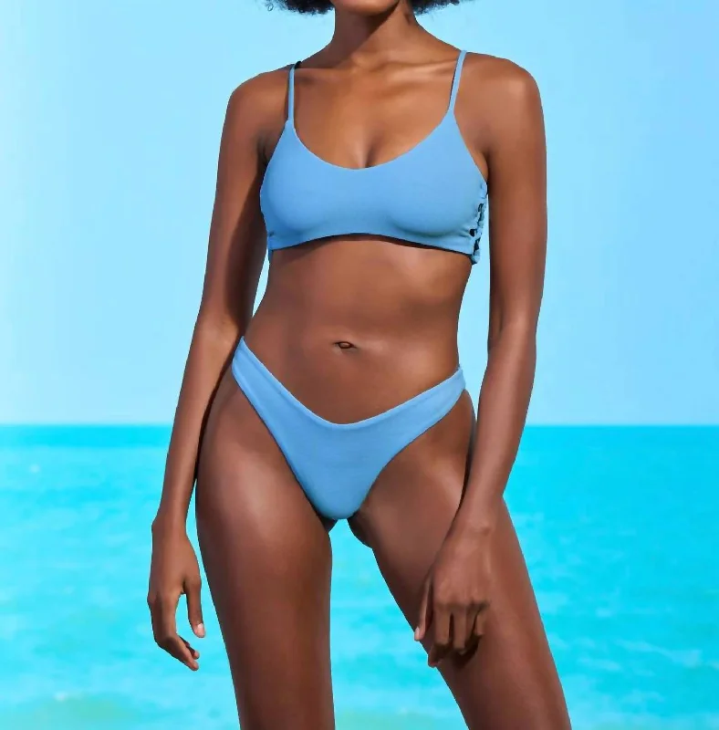 Women's Vintage Attire Splendour High Leg Bikini Bottom In Stone Blue