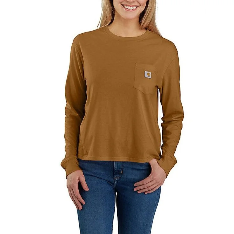 Women Wear Online Carhartt Women's Tencel Loose Fit Lightweight Crewneck Pocket Long Sleeve T-Shirt