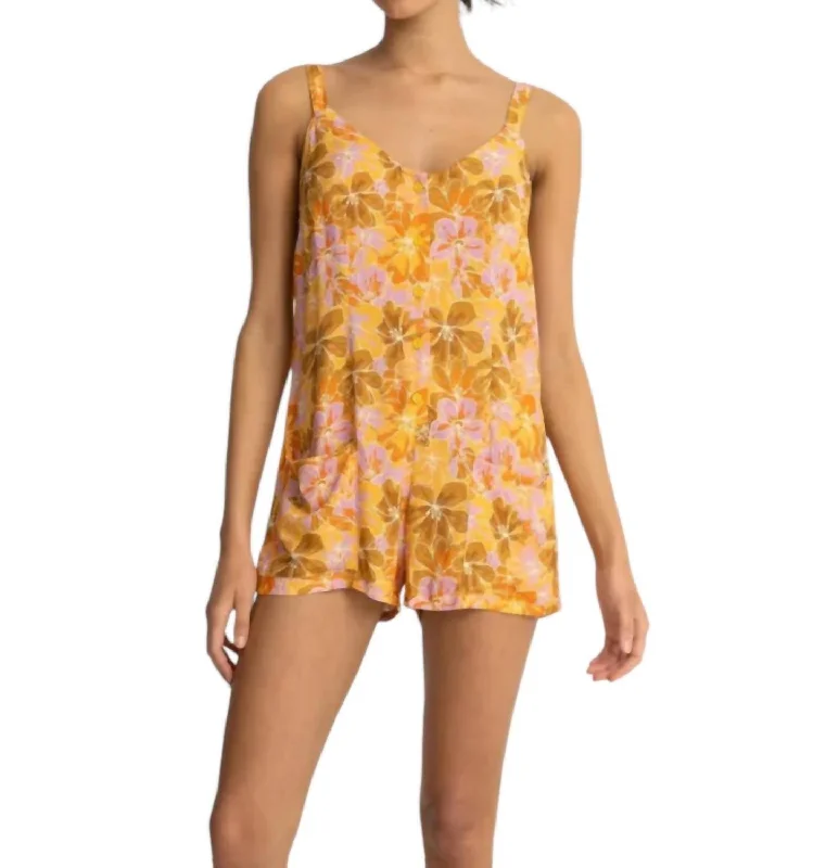 Women's Elegant Evening Attire Mahana Floral Playsuit In Yellow