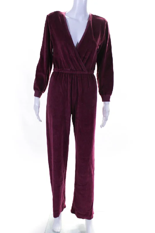 Trendy Casual Outfits Suzie Kondi Womens VELOUR V-NECK JUMPSUIT FW20-1 CERISE