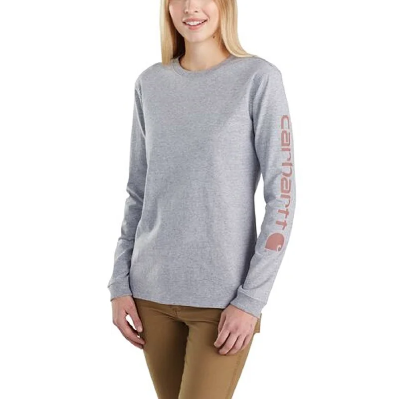 High-Quality Women's Fashion Dresses Carhartt Women's Heavyweight Long Sleeve Logo T-Shirt_Heather Grey