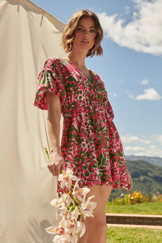 Charming Women's Holiday Apparel Cienega Floral Woodstock Bubble Mini Dress