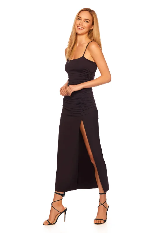 Sale Clearance thin strap ruched slit maxi dress