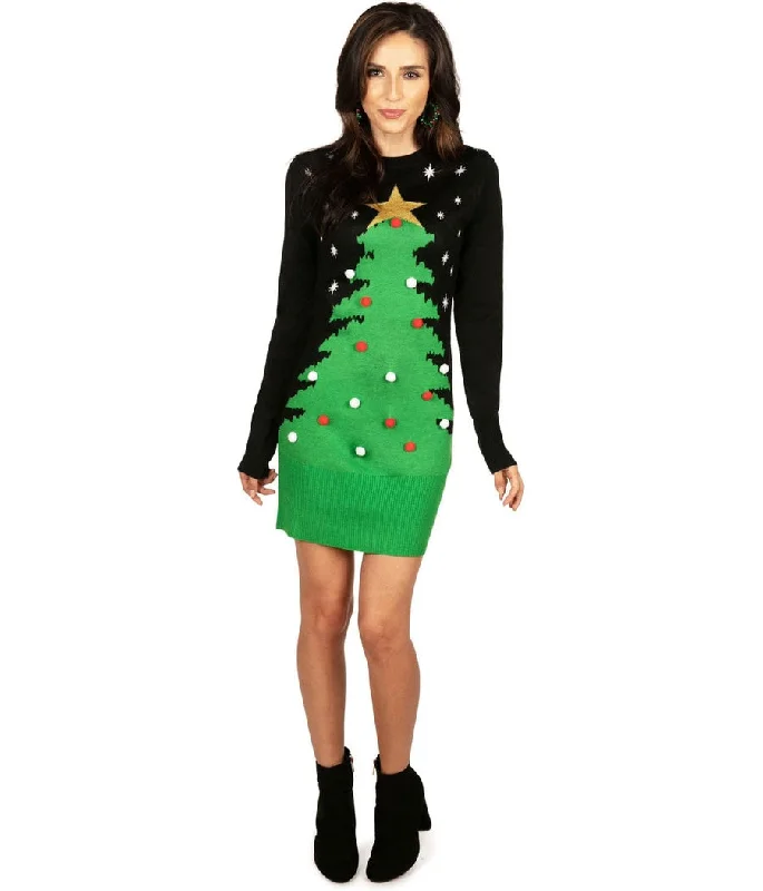 Women's Contemporary Clothing Women's Christmas Tree Sweater Dress