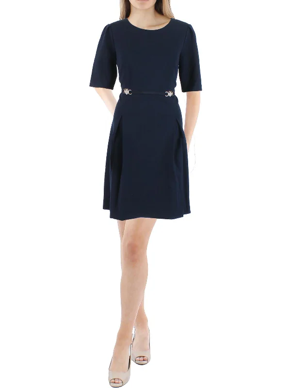 Charming Women's Holiday Apparel Womens Mini Belted Wear to Work Dress