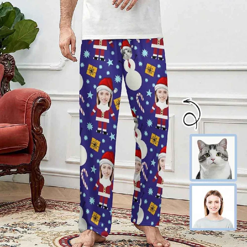 Weekend Sale Custom Face Christmas Slumber Party Unisex Long Pajama Pants For Men Women Kids