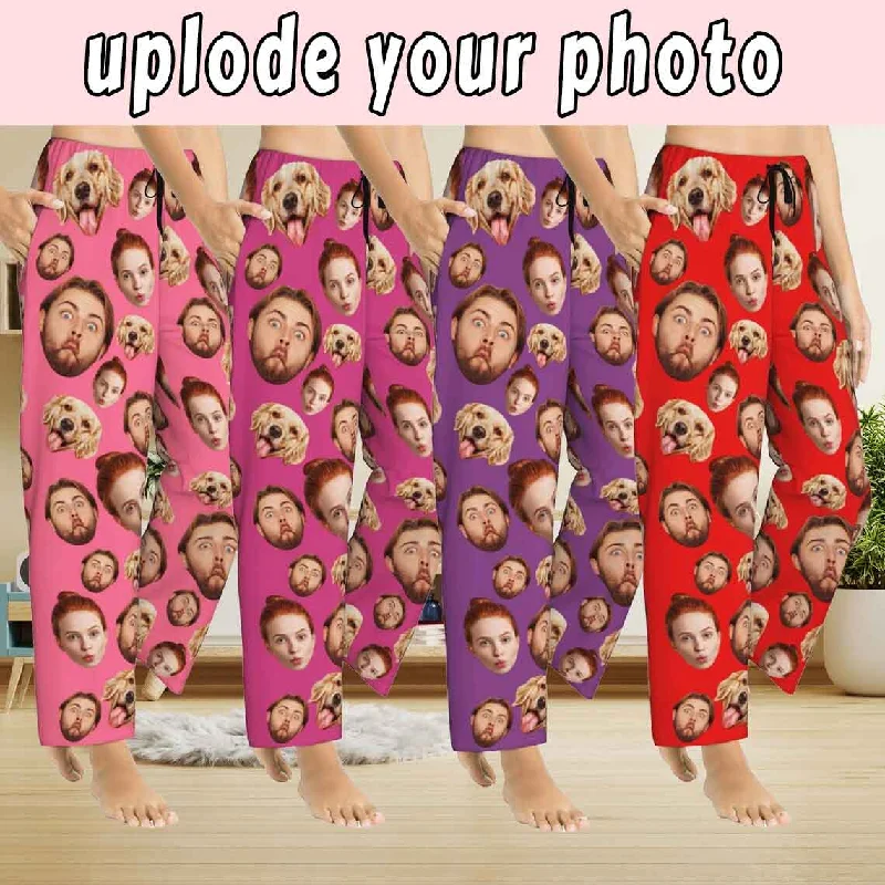 Shop Ladies Clothes Custom Family Face Slumber Party Unisex Long Pajama Pants Best Gifts for Family