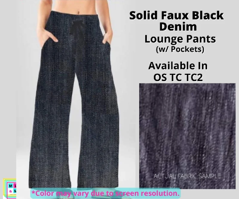 Affordable Women's Apparel Dark Faux Denim Full Length Lounge Pants