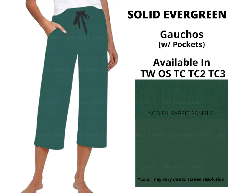 Women's Outerwear Apparel Solid Evergreen Capri Gauchos