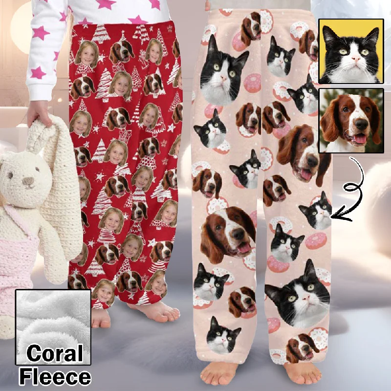 Luxury Women's Clothes Flannel Pants for 2-15Y Kids-Custom Pet Photo Cute Pet and Me Pajama Pants 100% Soft Flannel For Winter