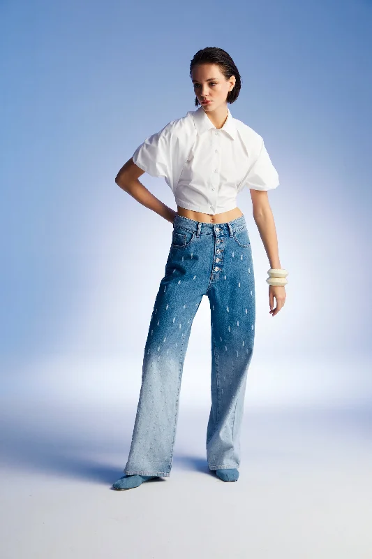 Women's Transitional Attire Gradient Wide Leg Jean Pants