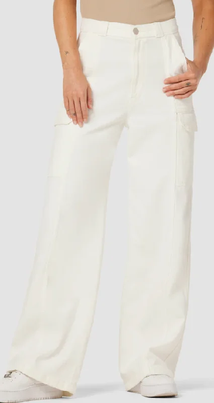 Women's Outerwear Garments High-rise wide Leg Cargo Pants in White by Hudson Jeans