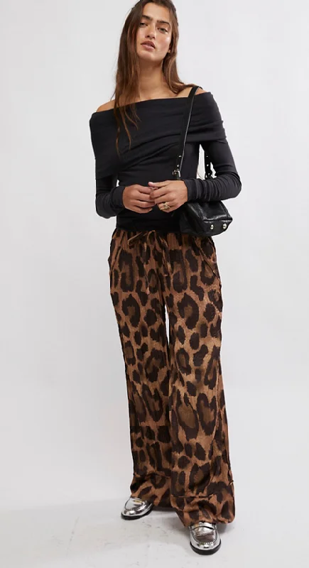 Women's Fashion Clothing Leopard Satin Cargo Pants by Free People