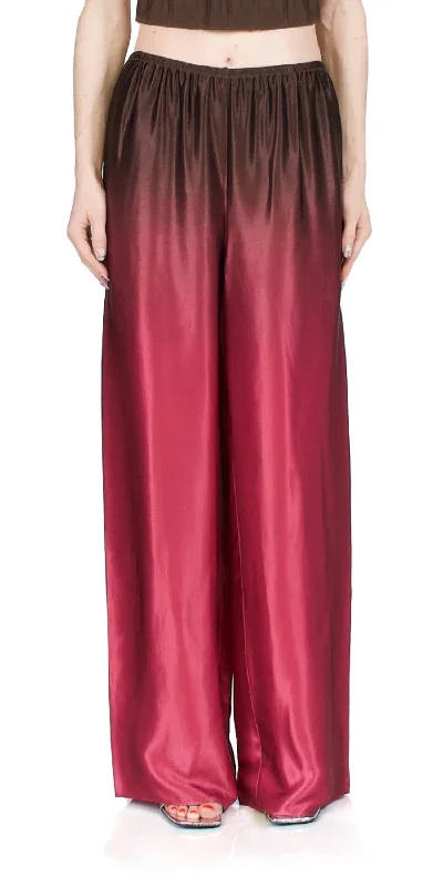 Women's Stylish Professional Apparel Ombré Printed Satin Pants In Beet/dark Night Fig