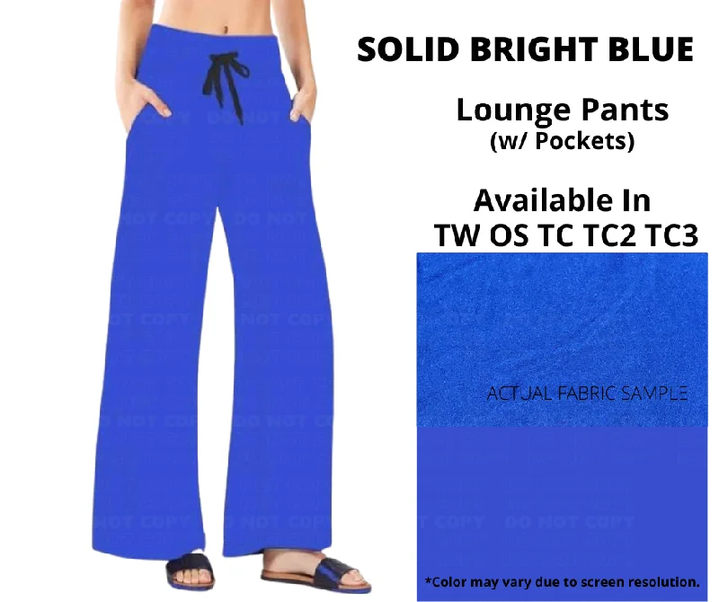 Women's Transitional Clothes Solid Bright Blue Full Length Lounge Pants