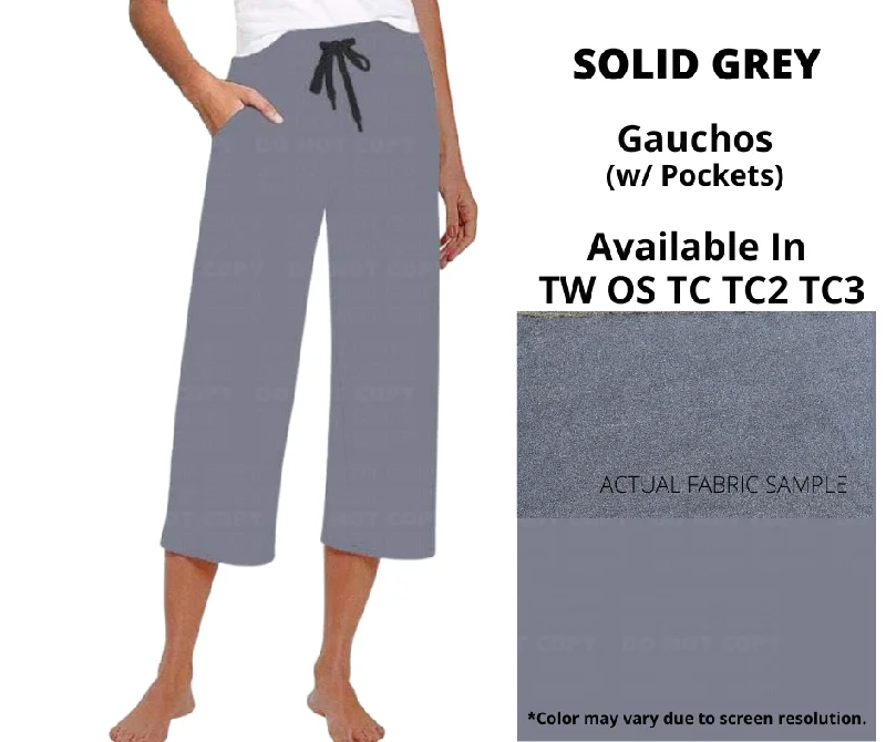 Classic Women's Apparel Solid Grey Capri Gauchos