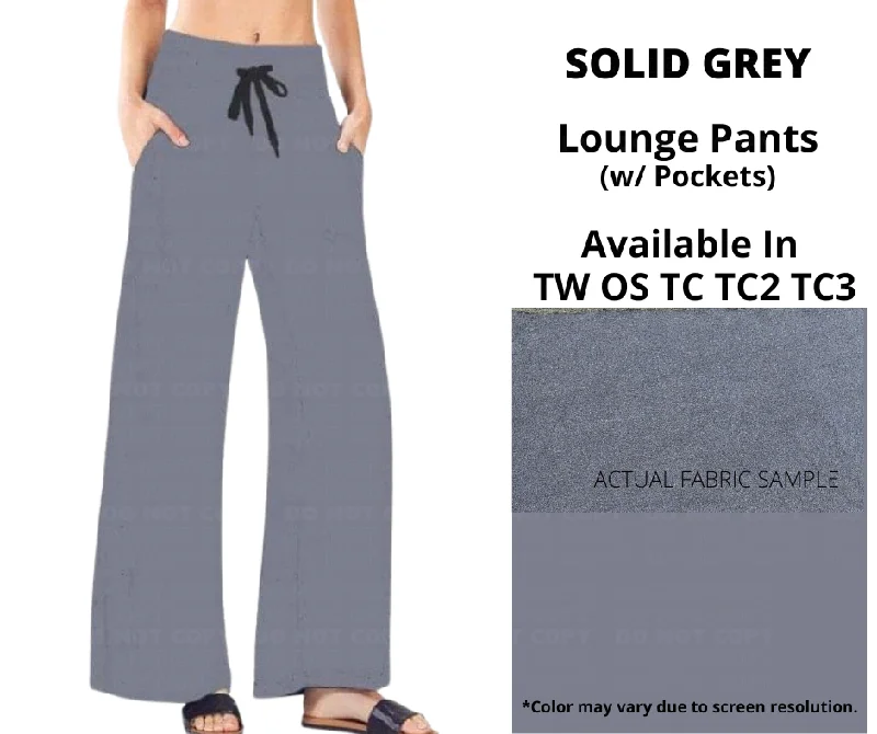 Women's Seasonal Clothes Solid Grey Full Length Lounge Pants