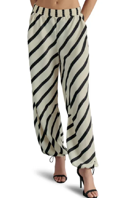 Women's Layered Outfit Stripe Cargo Satin Pants by Steve Madden