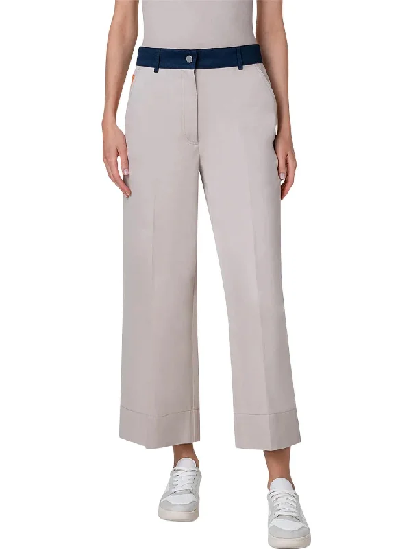 Affordable Women's Clothing Wide Leg Crop Pants In Beige/navy/orange